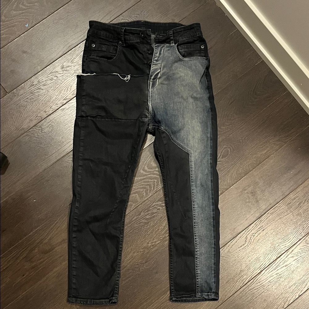 Rick Owens DRKSHDW Detroit cropped Women's Two-Tone Jeans, size 28, like new